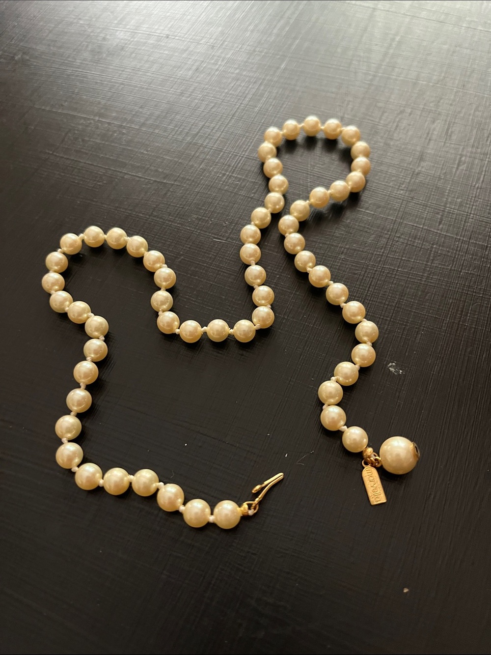 Vintage Marvella Hand knotted Creamy Faux Glass Pearls.